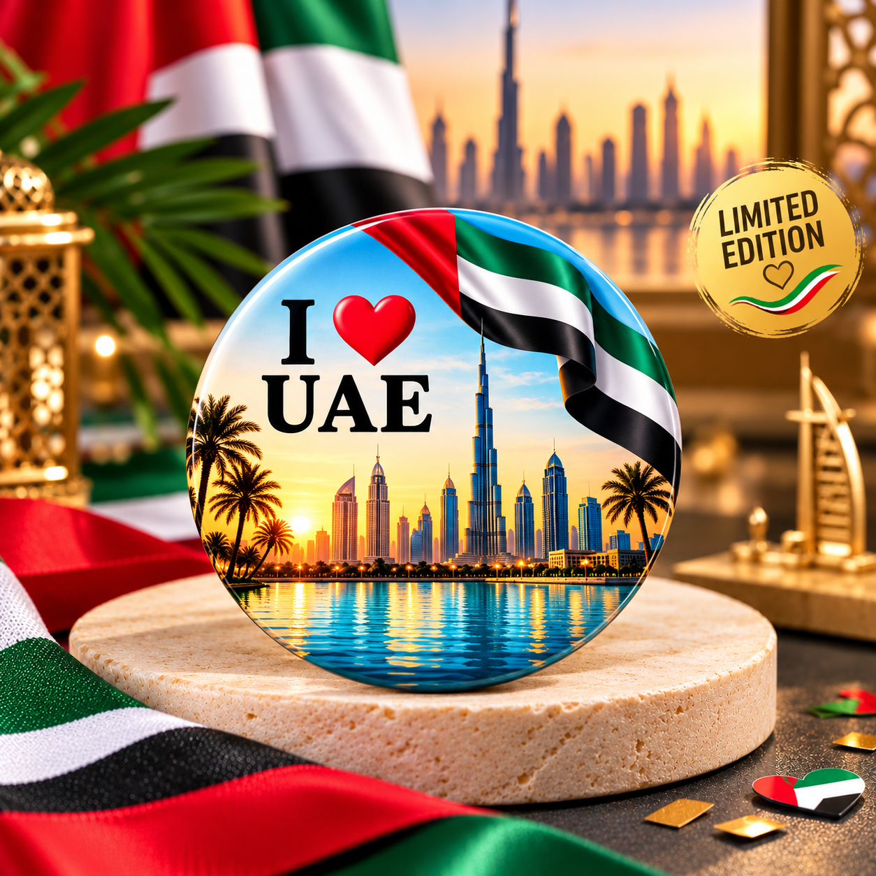 I love UAE – Dubai Skyline Design limited edition badge