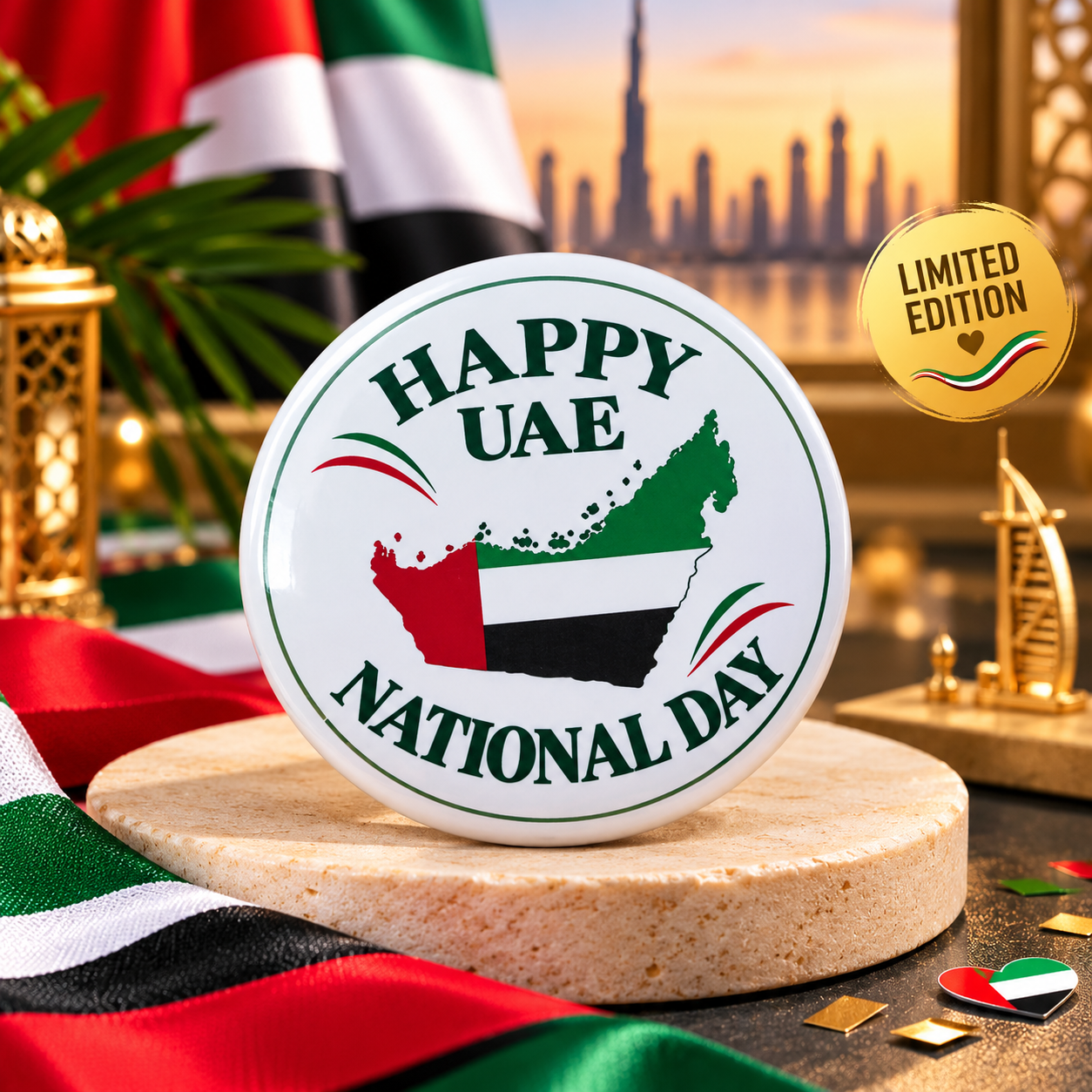Happy UAE National Day – UAE Map Design limited edition badge